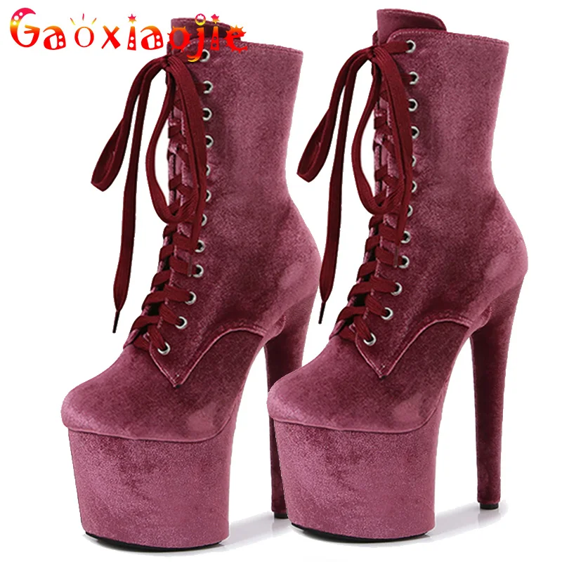 

Modern Boots 2022 New Flock Pole Dance Shoes Stripper Heels Women Sexy Show Shoes Party 20 CM Platform High-heeled Shoes Wedding