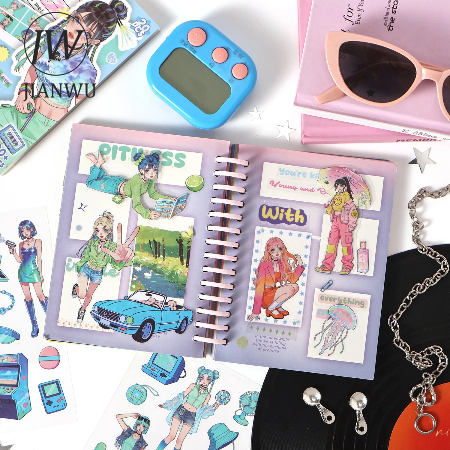 JIANWU Buku Stiker PET Kolase  - Vintage Fashion Journal ulasan dan harga