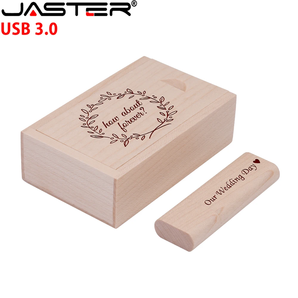 JASTER USB 3.0 Wooden USB Box USB Flash Drive 64GB Pen Driver 4GB 8GB 16GB 32GB Memory Card USB Creativo Personal Logo Wholesale