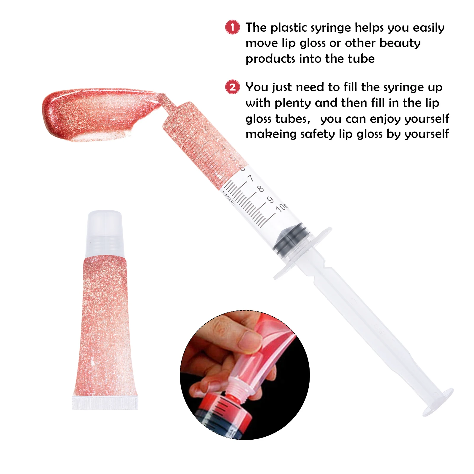 

50pcs 10ml Lip Lipstick Tube Gloss Tubes Empty Containers Squeeze Transparent Lipstick Safe Durable Reusable