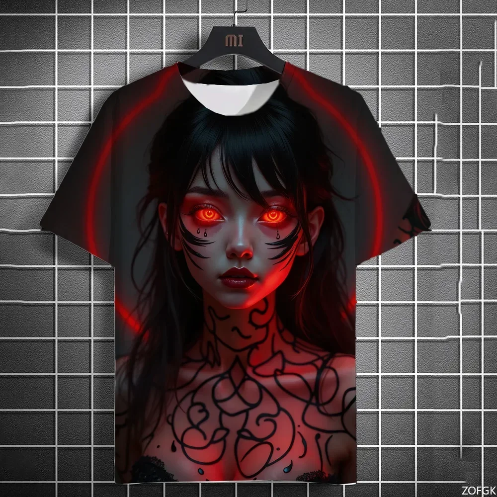 

2025 New Anime Girl Pattern Men's T-shirt 3D Printing Summer Top Short Sleeve Fashion Casual Oversized T-shirt