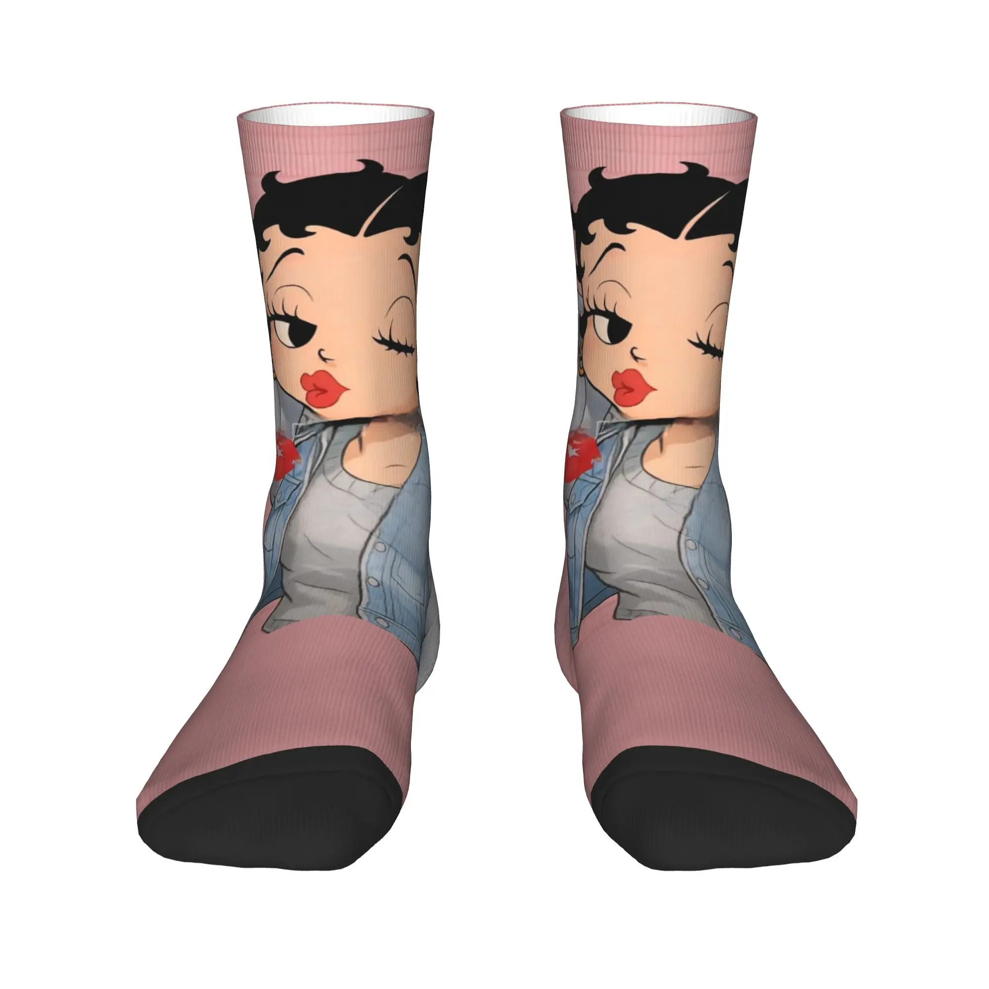 B-Bettys Boops Stockings  Casual Socks Adults Men Breathable Socks Autumn Outdoor Graphic Anti Sweat Socks Gift Idea