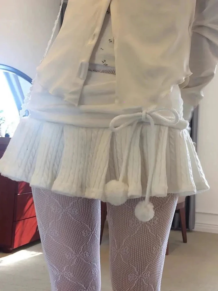 Women Sexy Mini Skirt Sweet Cute Bow High Waist Harajuku Streetwear Pleats Skirts Female Autumn Hottie Casual Preppy Short Skirt