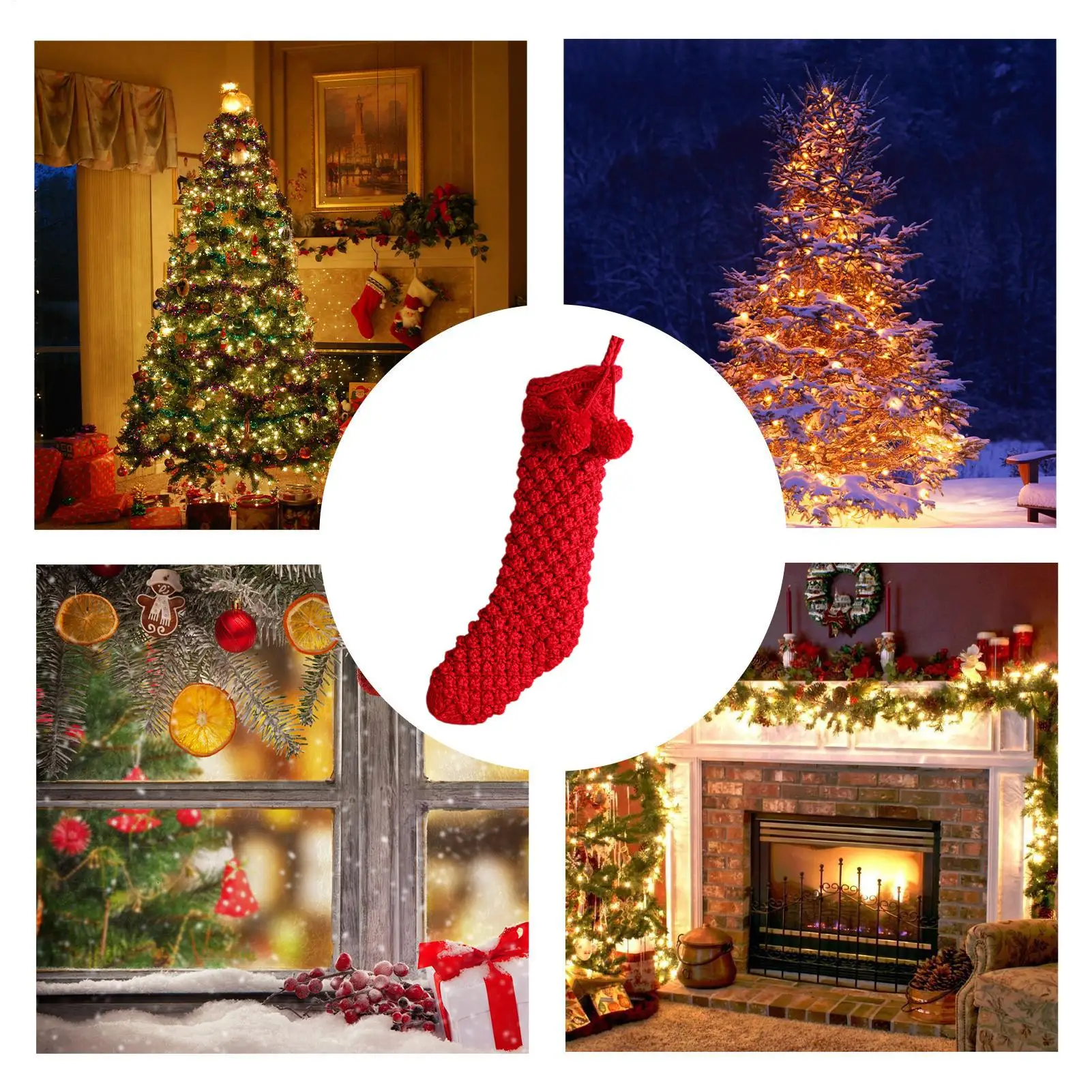 Medias navideñas de punto, Cable grande de 18 pulgadas, decoraciones navideñas cómodas rústicas, medias tejidas para chimenea de granja