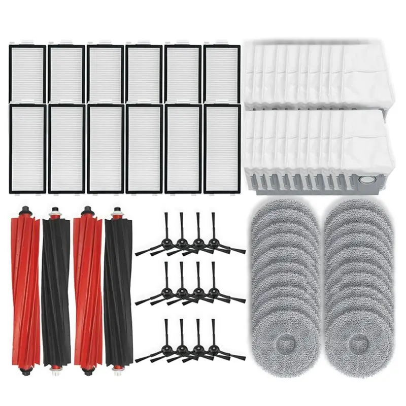 

Запчасти для Roborock Qrevo Master, V20, P10S Pro: основная щетка, боковая щетка, HEPA-фильтр, салфетка для влажной уборки, мешок для сбора пыли, аксессуары - AT64