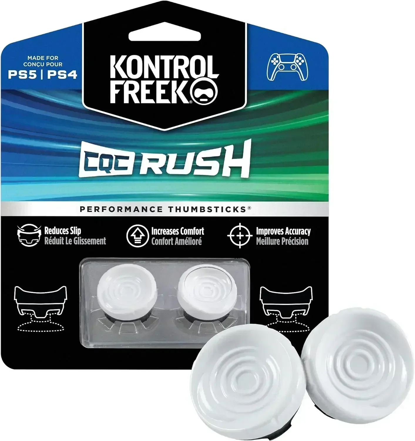 KontrolFreek FPS Freek CQC Rush forPlaystation 4 PS4and Playstation 5 PS5 Controller | Performance Thumbsticks 2 MidRise Concave 