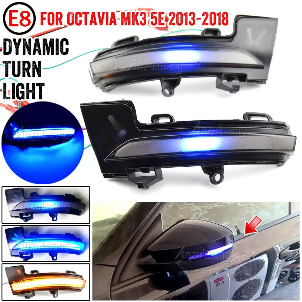 

For Skoda Octavia Mk3 A7 5E 2013 2014 2015 2016 2017 2018 2019 Rearview Mirror Blinker Indicator LED Dynamic Turn Signal Light