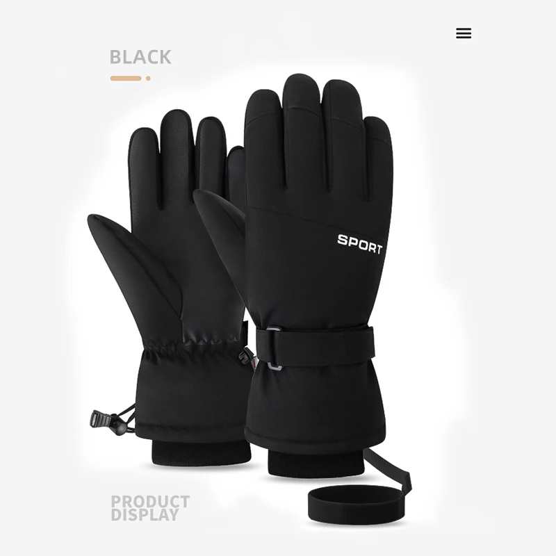 PHMAX Ski Gloves Polyester Unisex Sport Winter Outdoor Anti-slip Snowboard Glove Skating Motorcycle Gloves Touch Screen Fleece