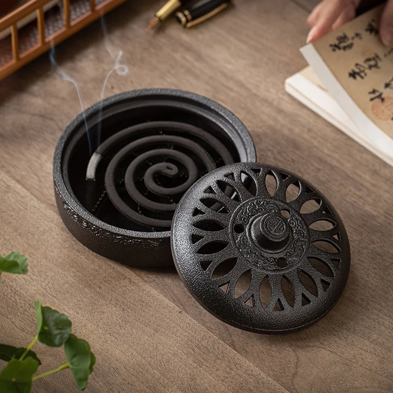 Ceramic Large Incense Burner Household Fireproof Lid Tray Indoor Incense Burner Retro High-quality Aroma Diffuser Decoration