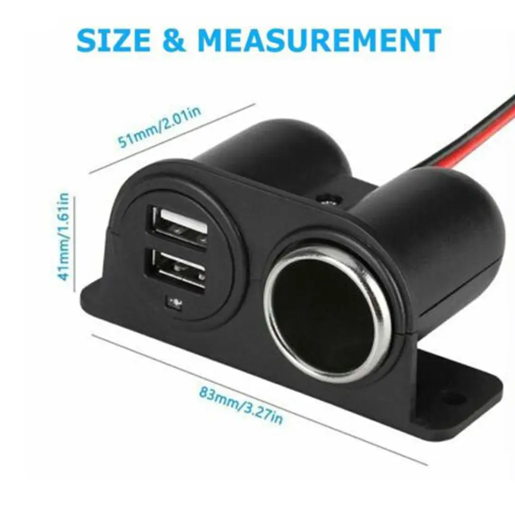 Black Car Cigarette Lighter Auxiliary USB Dual Power Outlet DC 12V Socket Plug Adapter Car Accessories