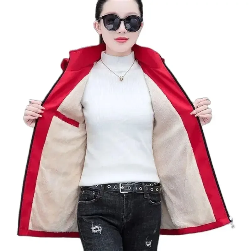 Plus Velvet Padded Cotton Coat Women Medium Long Fashion 2024 New Autumn And Winter Overcoat Windbreaker Warm Ladies Jacket Top