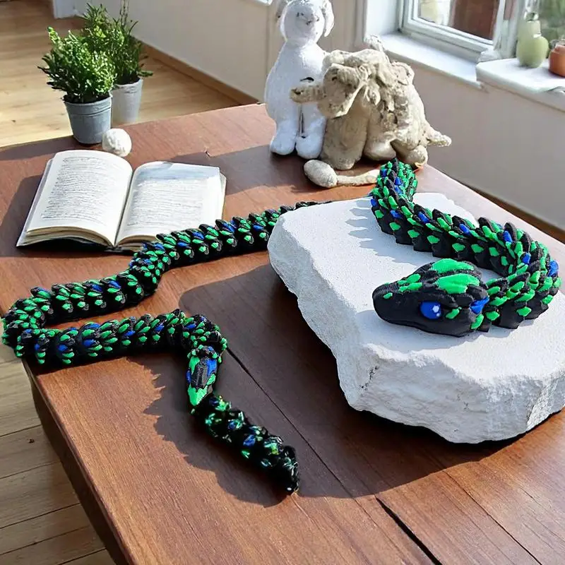 3D Printed Toy Collectible Articulated Snake Realistic Design For Kids Teens And Adults Easter Basket Stuffer Birthday Desk