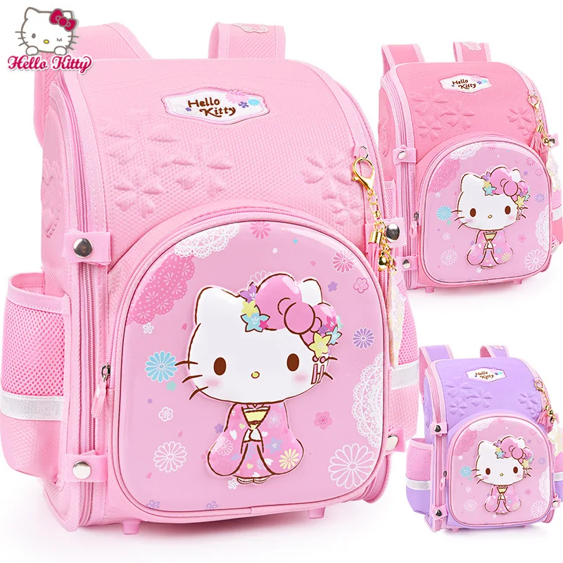 HELLO KITTY Elementary School Schoolbag for Girls 1-3 Grade 2 and 3 Girls Backpack for Backbone Protection and Weight Reduction