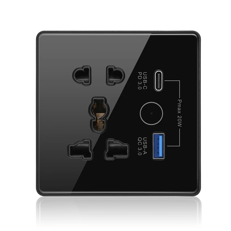 Tuya Smart Socket With Typec+USB Fast Charging Remote Timing Socket Wifi Smart British Standard 86-Type Five-Hole Socket B