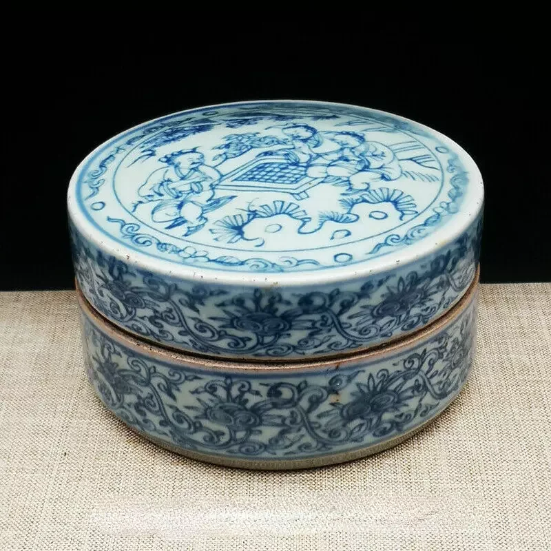 Antique Collction Chinese Blue and White Porcelain Ink Box Rouge Powder Box
