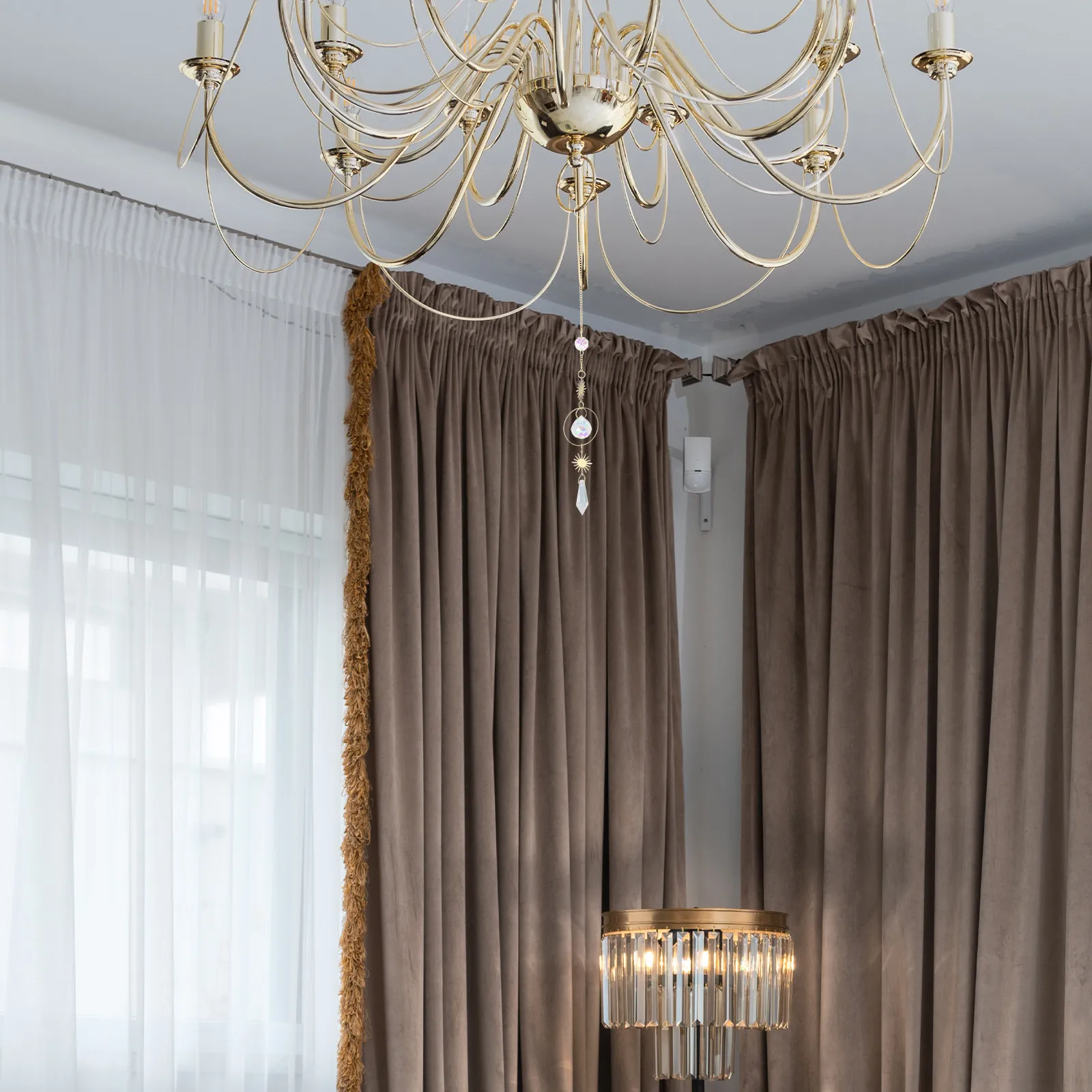 Crystal Pendant Light Decorative Hanging Ceiling Lamp for Living Room Bedroom Dining Room Garden