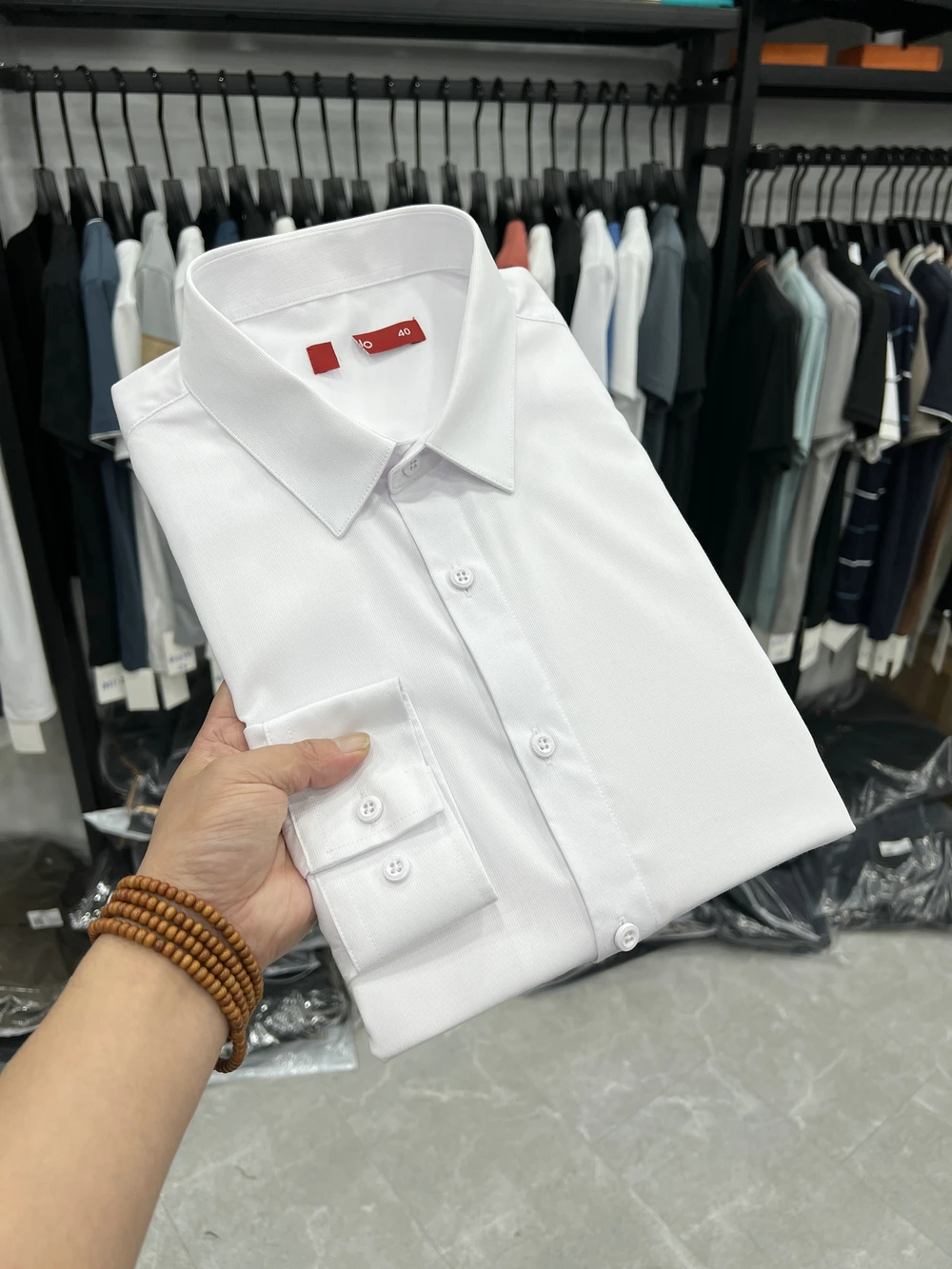 

Dujia Casual Slim Fit Long Sleeve Shirt Men's Thin Style Pure Color Business Casual Spring Commute Simple White Shirt Men