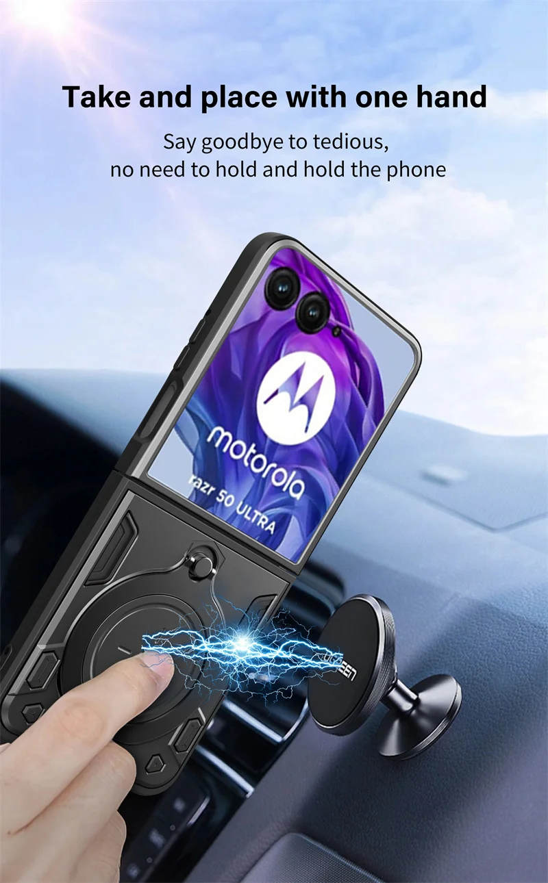 For Motorola Razr 50 Ultra Case Protect Shockproof  Armor Phone Case For Motorola Moto Razr 50 Razr50 Holder Ring Cover