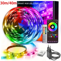 RGB LED Strip Lights para quarto, fita flexível, música Sync Tape, Party Decor, TV Backlight