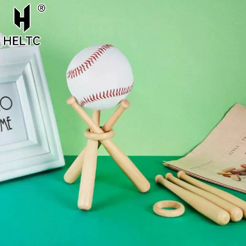 Wooden Baseball Bats Holder Mini Baseball Display Stand Golf Tennis Ball Sports Ball Storage Rack Creative Gift Tabletop Decor