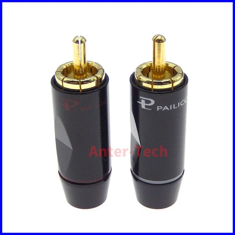 2pcs / set Budweiser RCA pure copper gold-plated plug coaxial audio cable plug HIFI HI-END audio signal plug