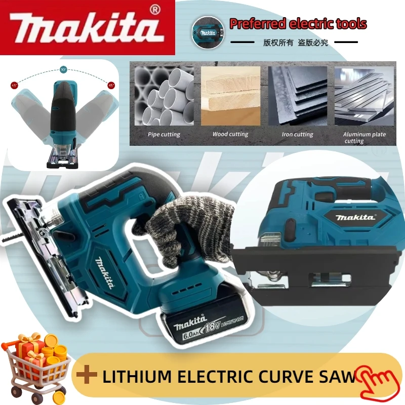 

Makita DJV182Z 340W scie sauteuse sans brosse avec lame de scie poignée de baril sans fil électrique de charpentier Portable