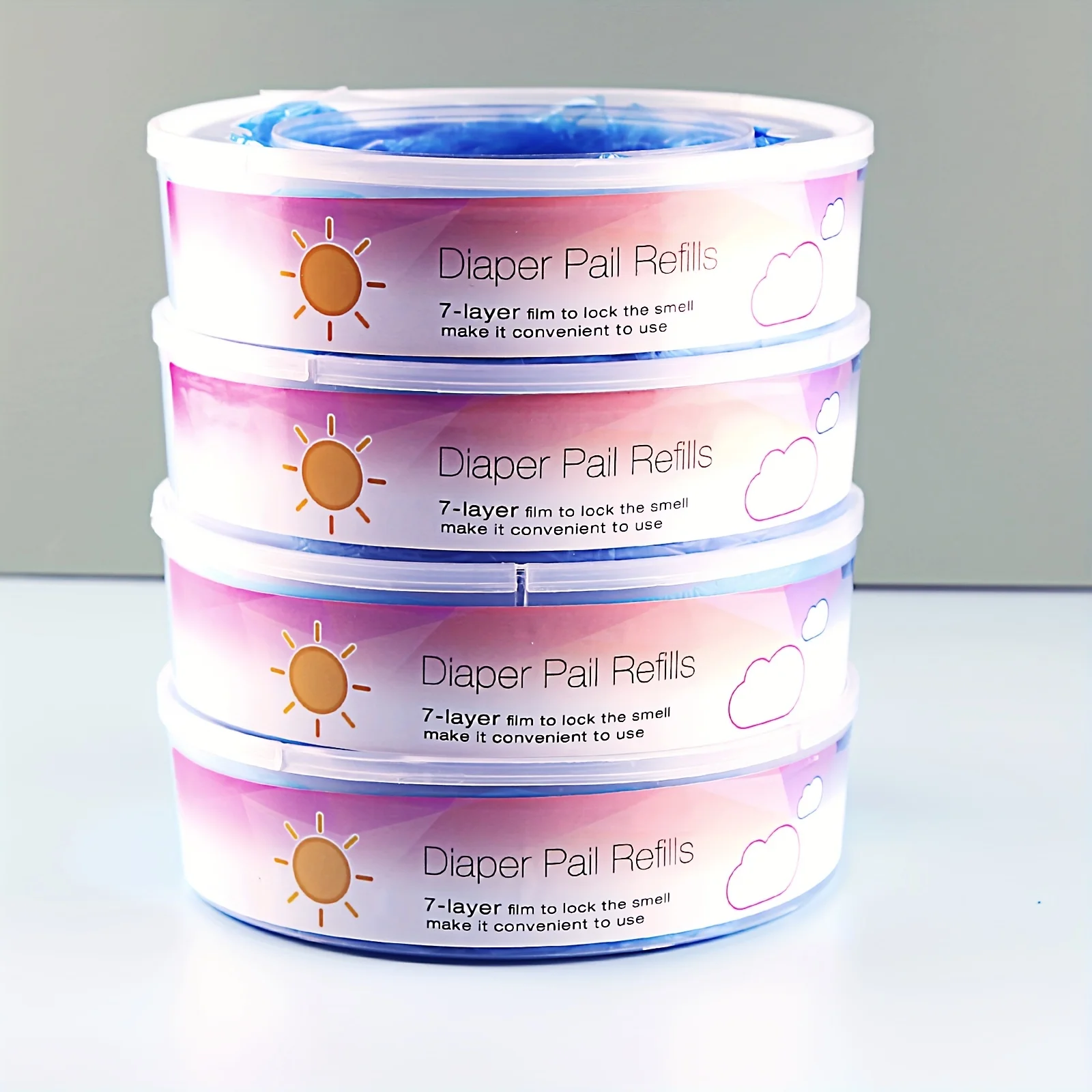 4 Pack Diaper Pail Refills Compatible with Genie and Munchkin Diaper Pails Refills