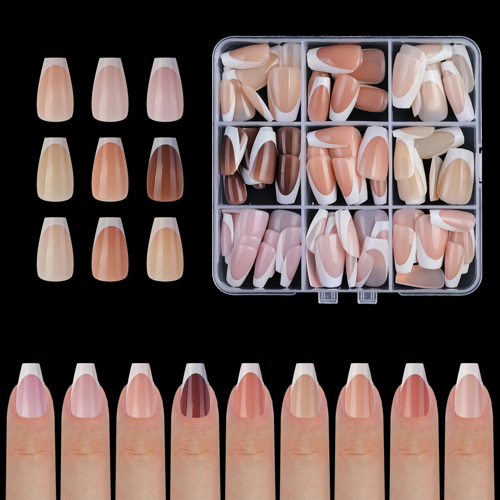 Press-on Nail French Fake Nails Wear-resistant and Scratch-resistant Fake Nails for Stage Performance Wear