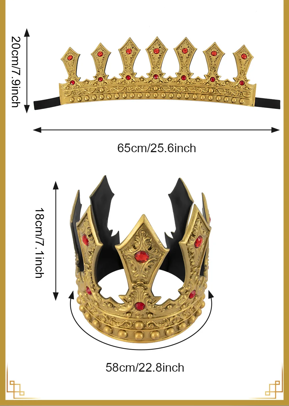 Königliche Kronen Cosplay König Königin Kronen Prinzessin Tiara Halloween Party Kostüme Zubehör Weihnachten Maskerade Kopfbedeckung Kostüm – Detail 7