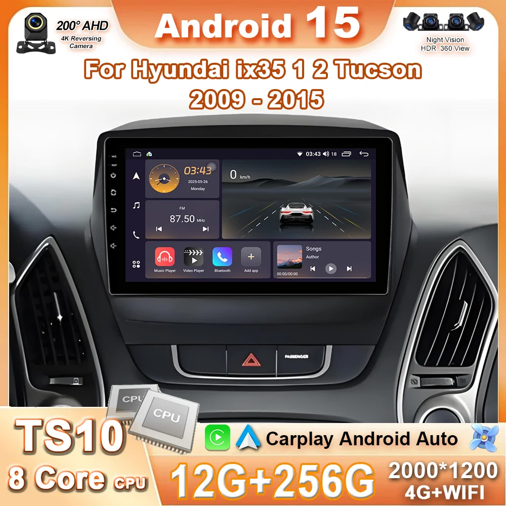 For HYUNDAI TUCSON IX35 2012 2013 2014 2015 Android 15 Car Multimedia Stereo Car DVD Player Navigation GPS Radio Head Unit Wifi