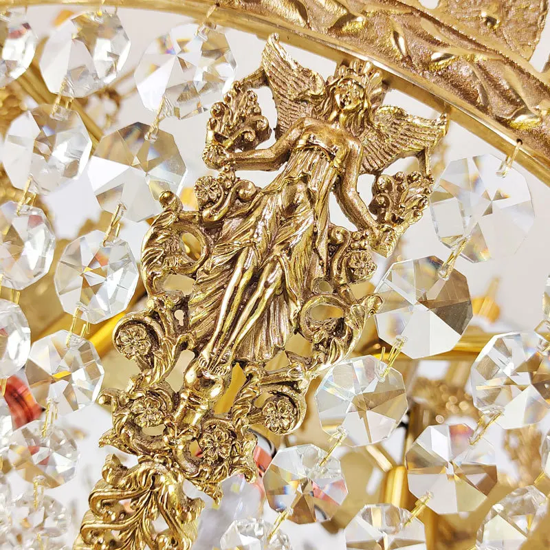 ثريا فرنسية مصنوعة بالكامل من النحاس، وغرفة معيشة وغرفة طعام على الطراز الأوروبي، ومبنى مزدوج فاخر