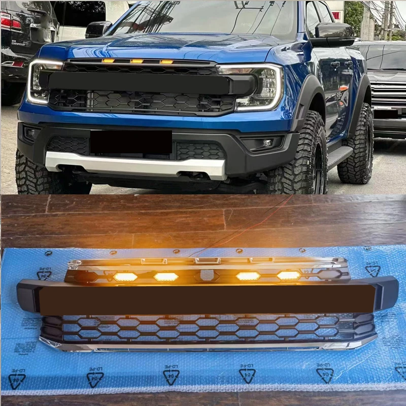 Front Grills Racing Grille For Ford Ranger 2022 2023 Accessories T9 MK4 PX4 High Version XLT Wildtrak Sport Pickup Car Mask Mesh