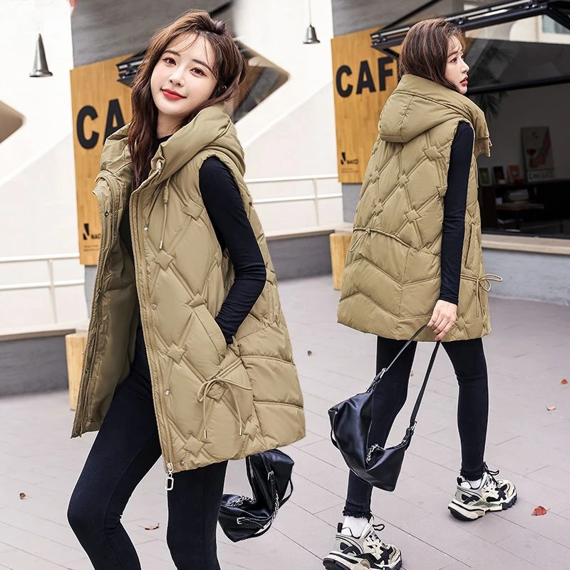 

Women' Sleeveless Vest Jackets Winter Fashion Female Cotton-Padded Vest Coats Women Stand Collar Warm Waistcoats Clothing LX365