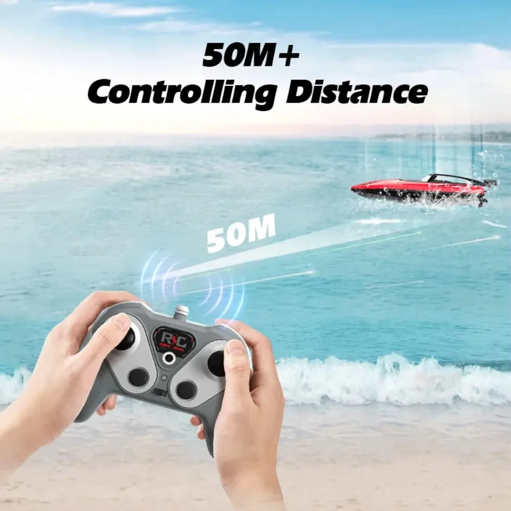 RC Boat 2.4GHz High-Speed Remote Control Boat for Kids Boys Adults, Electric Double Motor Toy for Pool Lake River Water Racing