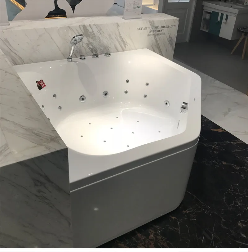 Triangular fan masonry embedded bath acrylic constant temperature heating couple surfing jacuzzi