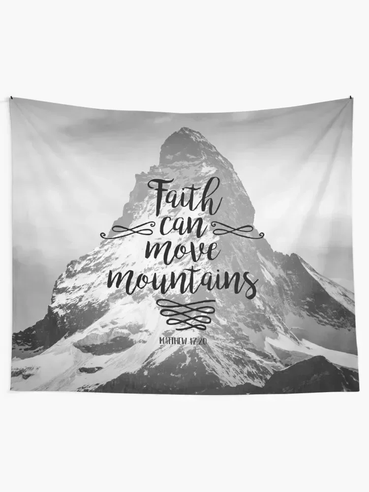 Faith can move mountains - Matthew 17:20 - Christian Quotes Tapestry Home Decor Accessories Cute Room Things Tapestry