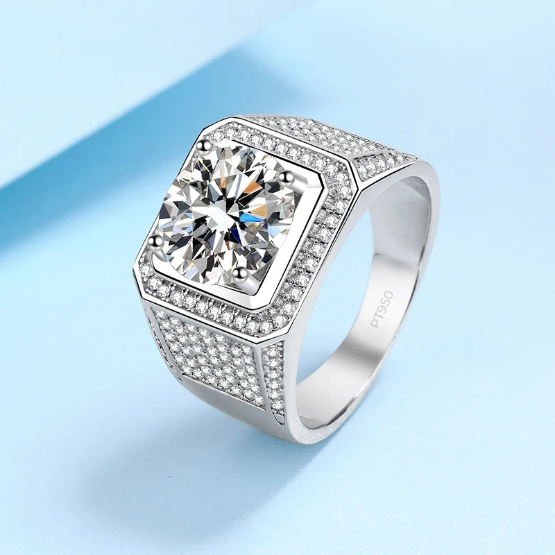 New Style Platinum PT950 Men Ring Moissanite Diamond Credentials GRA 2/5Carat VVS1 D Color Sparkling Luxury for Boyfriend Lover