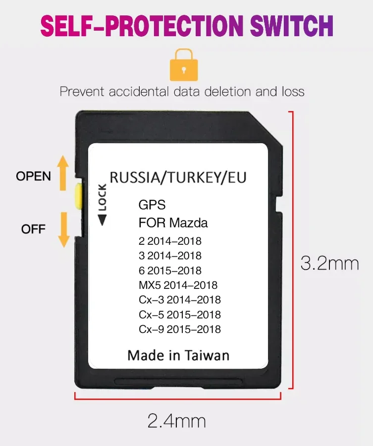 for Mazda CX-9 2015-2021 Greece Sweden Seitzerland Map Sat Navigation GPS 16GB Memory Card