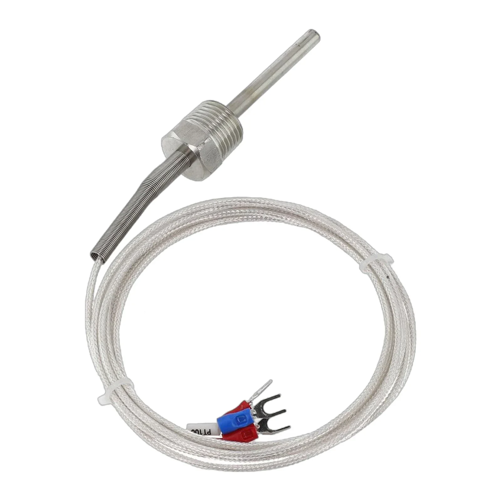 Pt100 Ohm Probe Sensor L 50mm PT NPT 1/2'  Thread W/ Insulation Wire Overall Length 2080 Mm 8mm Probe Part Diameter Electrical