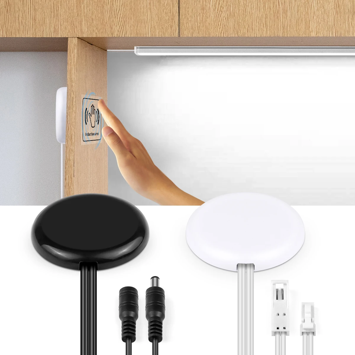 12V 5A/24V 3A Penetrating Wood/Glass LED Light Dimmer White/Black Shell Hand Sweep Touch Control Dimmable Switch