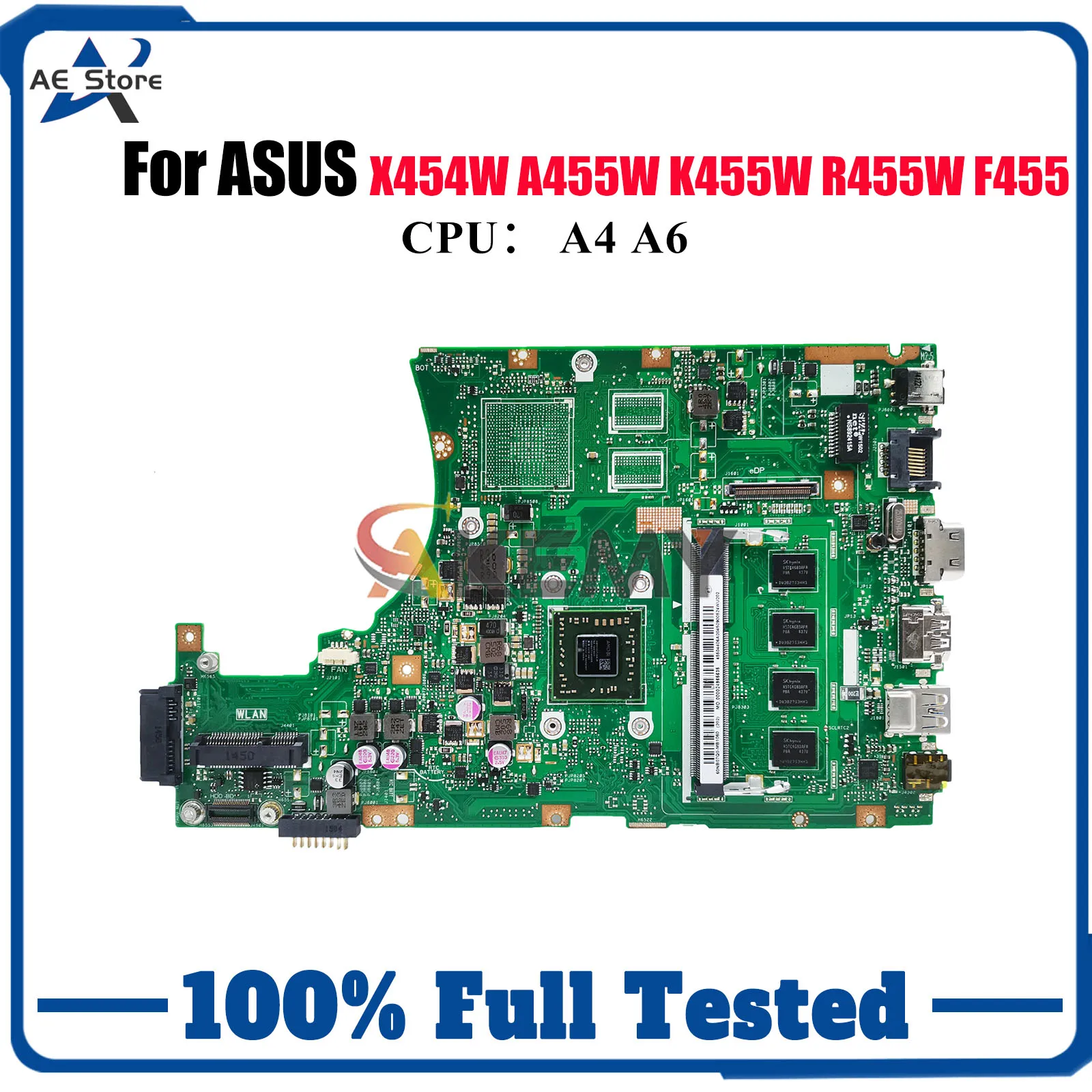 

X455WA Материнская плата для ноутбука ASUS VivoBook A455W X454W X455WE R455W X455W X455WA F455W K455W Материнская плата с процессором A4 A6 тест в порядке