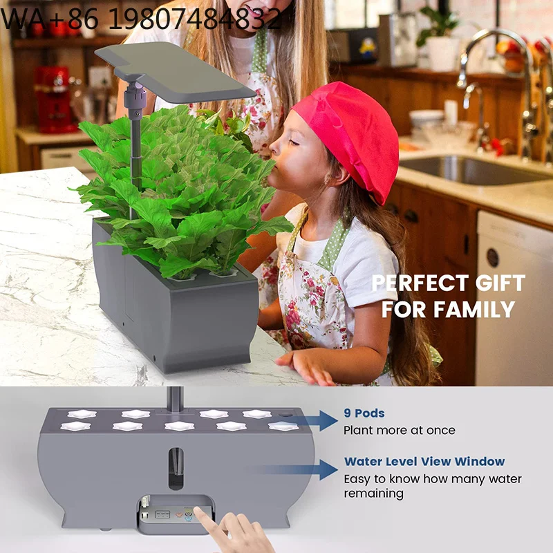 10 Pod Adjustable Height Hydroponic Grow Kit Full Spectrum Dimmable LED Grow Light Self Circulation Soilless Gear For  Herb