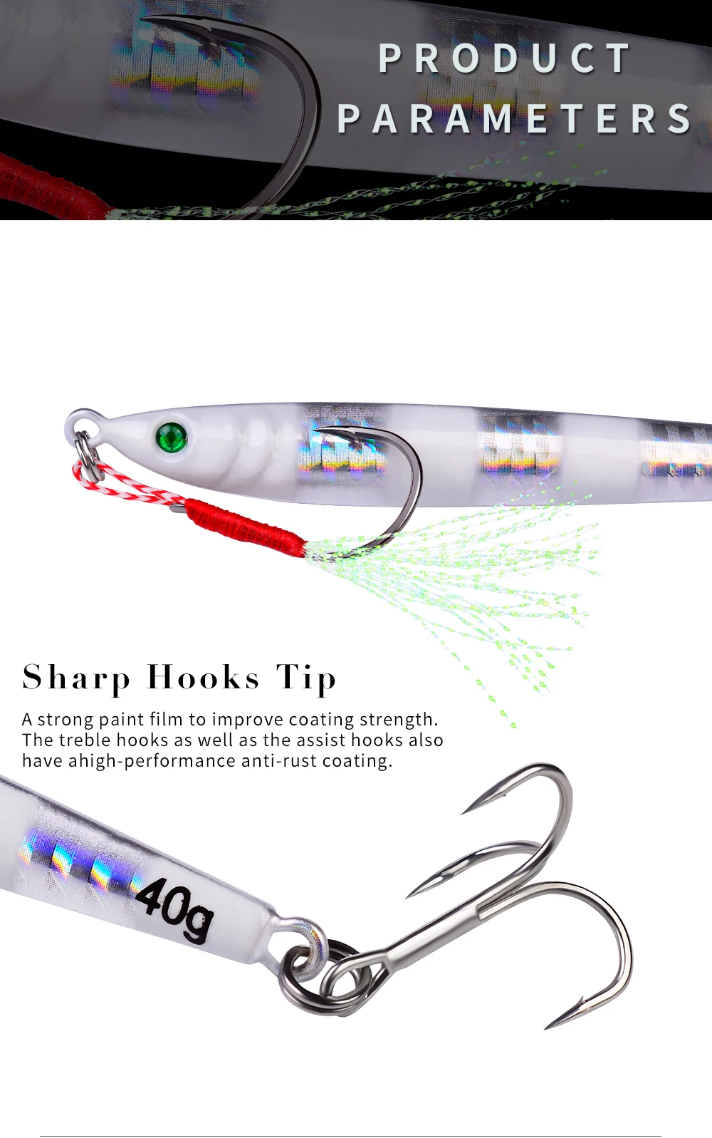 PROBEROS 5 stücke Metall Jig Angeln Lockt 7g 10g 14g 17g 21g 28g 40g 60g Guss Haken 3D Laser Künstliche Swimbait Meer Angelgerät – Detail 2