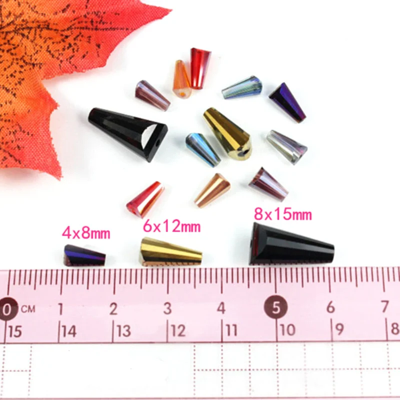 4 6mm Tower Shape Faceted Crystal Beads Austrian Conical Glass Beads Loose Spacer Beads for Jewelry Making DIY Bracelet Necklac