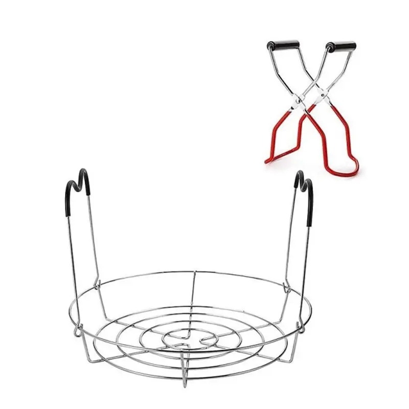 LLCS-Large Space 304 Stainless Steel Canning Rack+ Jar Lifter Tong With Nonslip Design Cooling And Water Bath Rack