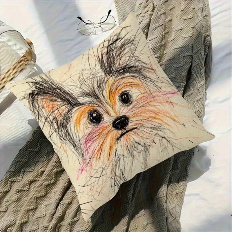 Customize 1pc Yorkshire Terrier Pencil Sketch Plush Pillow 18
