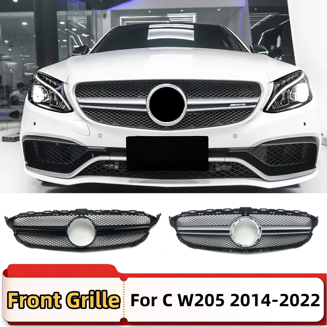 

Front Mask Grille Bumper Grill Middle Grid Inlet Mesh Tuning Accessories For Mercedes Benz C class W205 C205 2014-2022 AMG Style