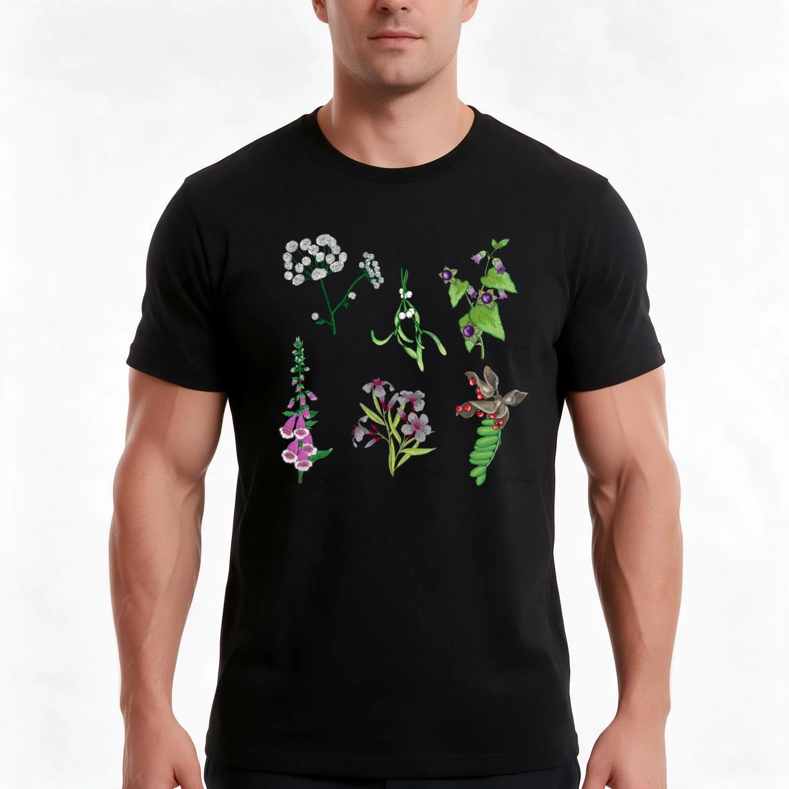 Poisonous Plants T-Shirt, Summer Casual Cotton Tee, Oversized Streetwear Tops, Vintage Graphic Print, Loose Fit Short Sleeve