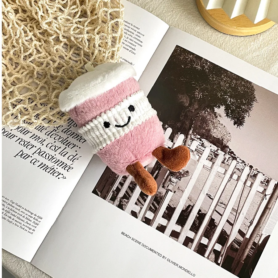 10 سنتيمتر 60 قطعة متعة فنجان القهوة الدمى الحقيقي فقاعة الشاي كوب ألعاب من نسيج مخملي حقيبة سلسلة مفاتيح سحر دمية هدية #4