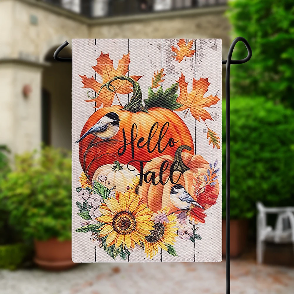 

30*45CM Garden Flag Welcome Vertical Autumn Banner Harvest Pumpkin Sunflower Yard Outdoor Thanksgiving Halloween Fall Decoration